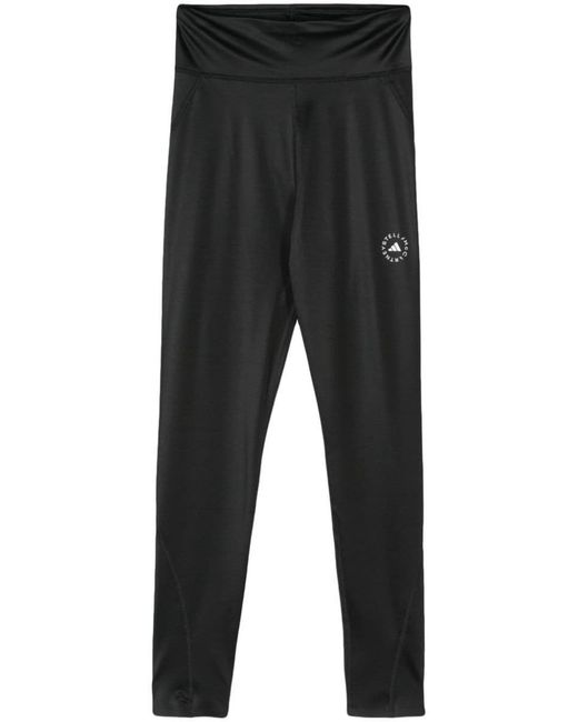 Adidas By Stella McCartney Black Logo-print High-waisted leggings