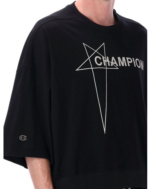 Rick Owens X Champion Black Tommy T Cropped for men