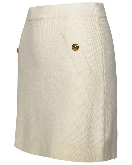 Michael Kors Natural Ivory Cashmere Blend Miniskirt