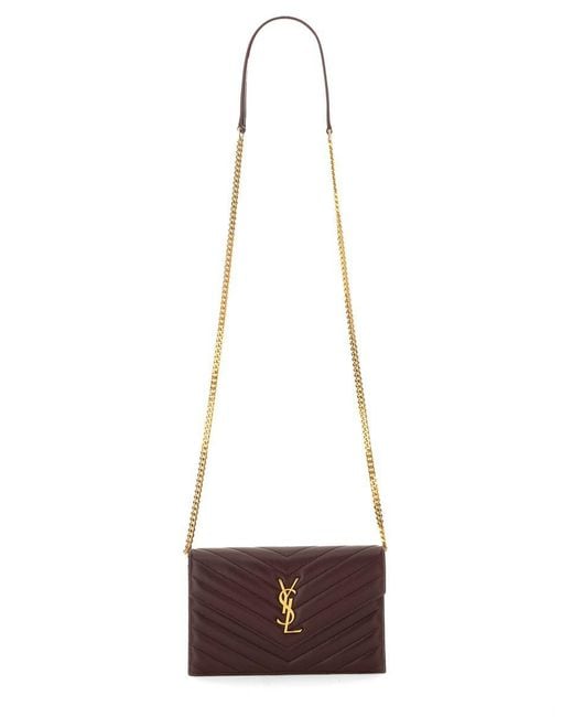Saint Laurent White Portafoglo "Envelope Cassandre" Con Catena