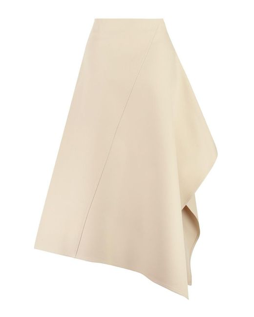 Bottega Veneta Natural Cotton Midi Skirt