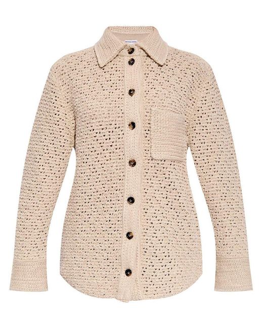 Bottega Veneta Natural Crochet Cardigan-Shirt