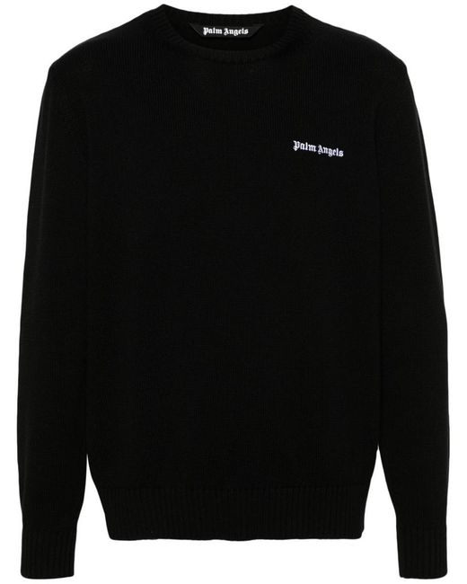 Palm Angels Black Logo Sweater for men