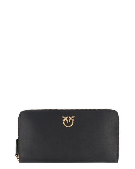 Pinko Black Ryder Leather Zip Around Wallet