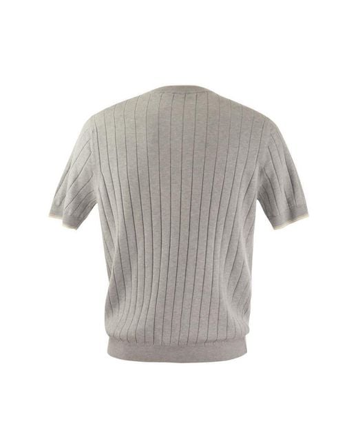 Peserico Gray T-shirt In Pure Cotton Crépe Yarn for men