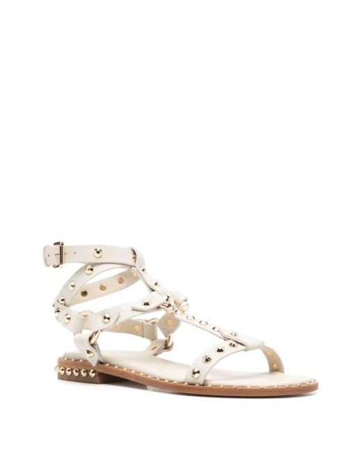 Ash White Pulp Studded Leather Sandals