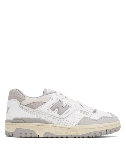 New Balance White 550 Logo-embossed Leather Sneakers for men
