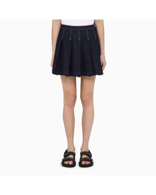 KENZO Blue Flounced Denim Mini Skirt