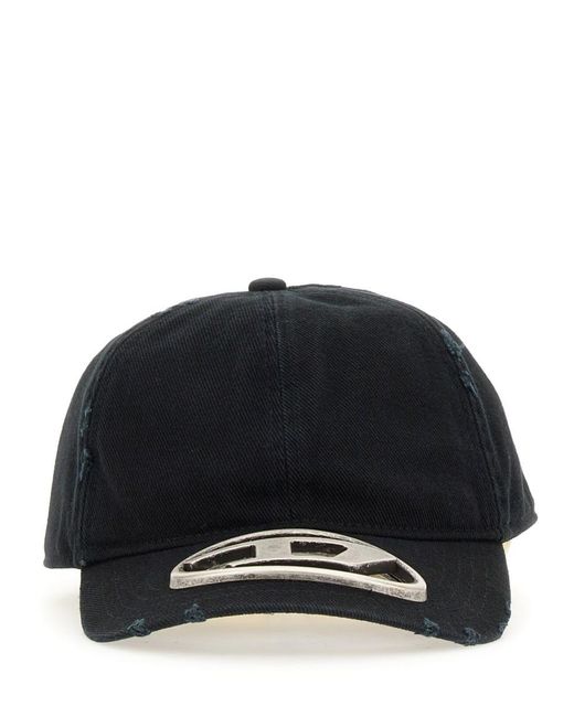 DIESEL Black Hat With Logo for men