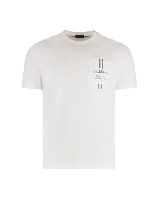 Paul & Shark White Cotton Crew-Neck T-Shirt for men