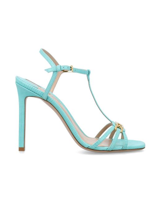 Tom Ford Blue Stamped Lizard Leather Whitney Sandal