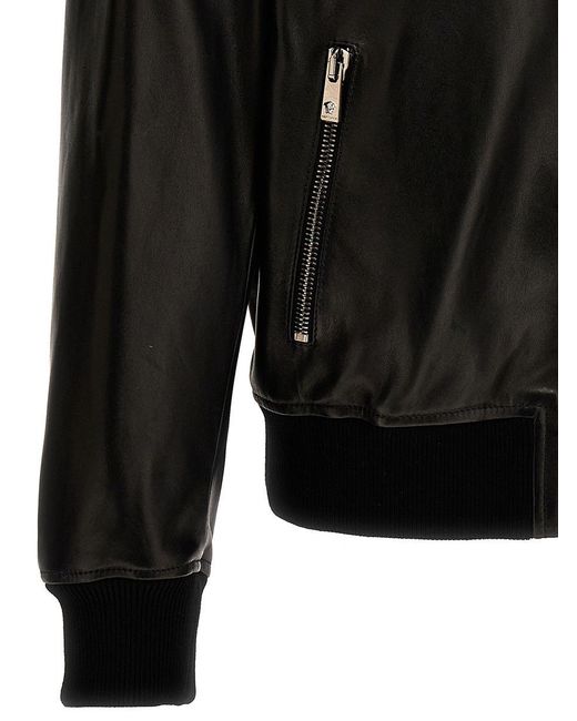 Versace Black Bomber Jacket With Logo for men