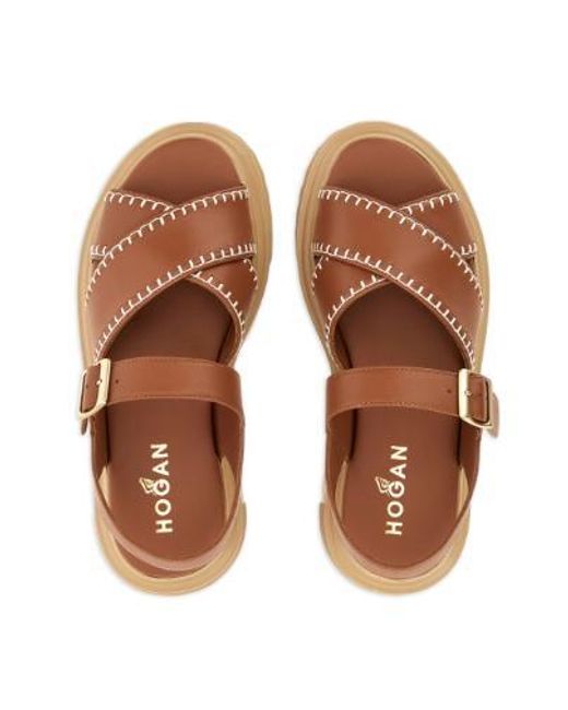 Hogan Brown Flat Shoes