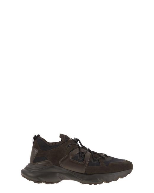 Tod's Black Leather And Technical Fabric Sneakers for men