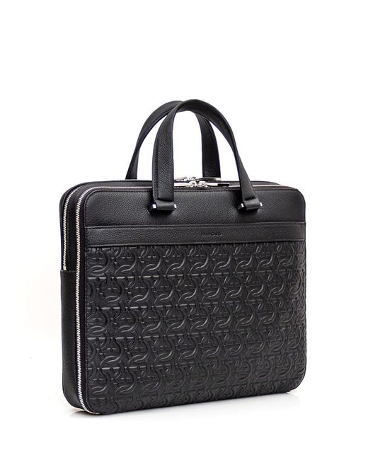 Ferragamo Black Business Bag With Embossing for men