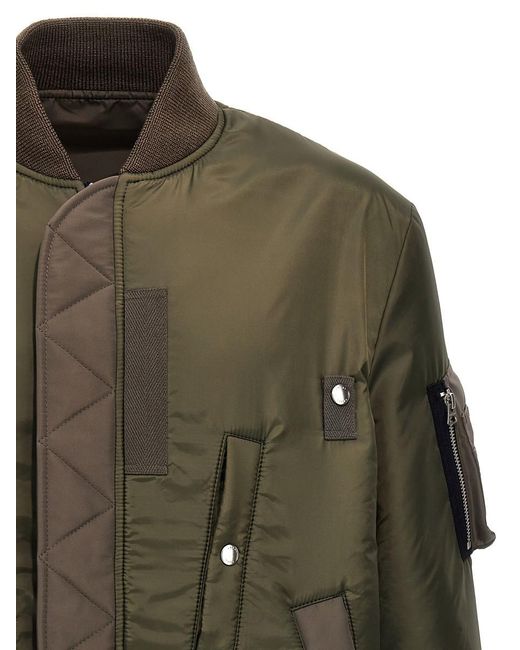 Sacai Green Nylon Reversible Bomber Jacket Casual Jackets, Parka for men
