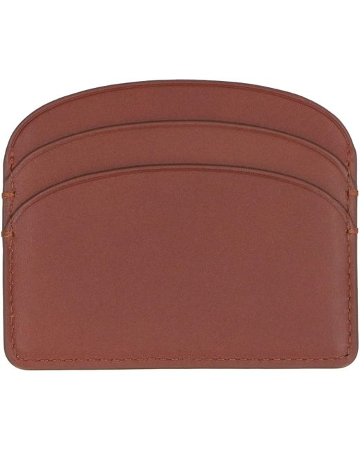 A.P.C. Red Logo Detail Leather Card Holder