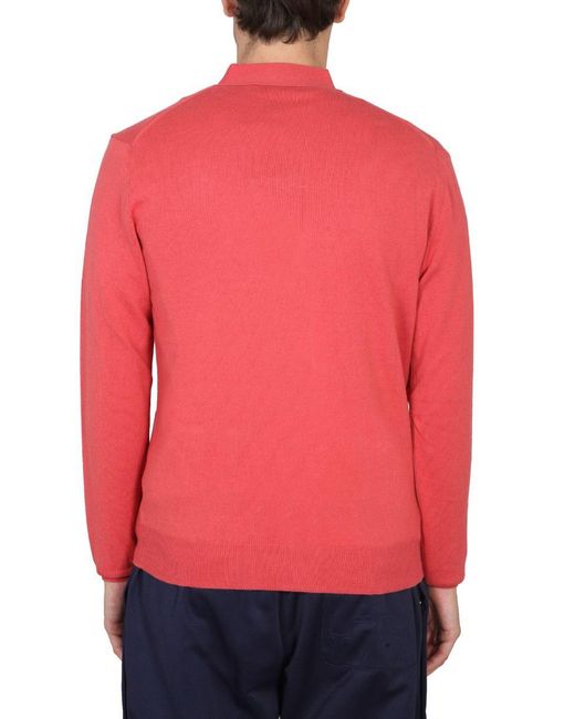 Vivienne Westwood Red Cardigan With Orb Embroidery for men