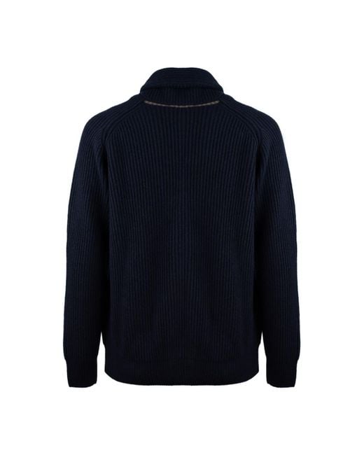 Paul & Shark Blue Wool Cardigan for men