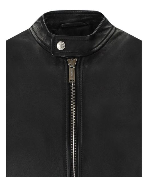 DSquared² Black Leather Biker Jacket for men