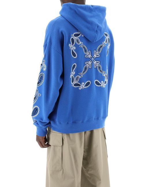 Off-White c/o Virgil Abloh Blue Off- Hooded Sweatshirt With Arrow Band for men
