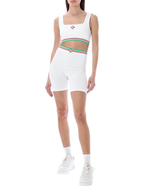 CASABLANCA Seamless Ribbed Crop Top in White | Lyst Canada