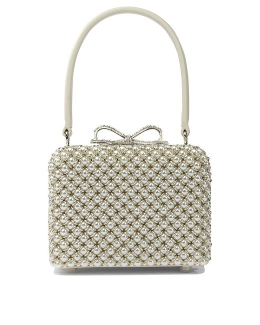 Self-Portrait White Hand Bag With Pearls