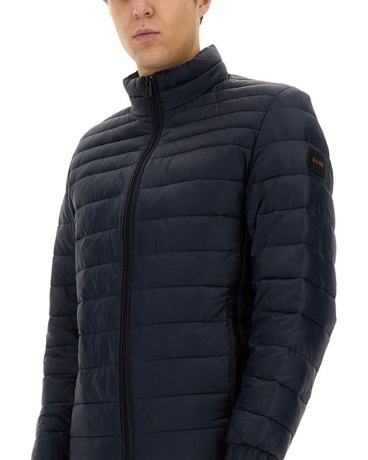 Boss Blue Down Jacket With Logo for men