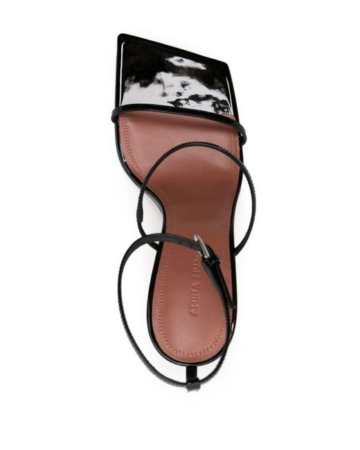 AMINA MUADDI Black Maya Patent Leather Heel Sandals