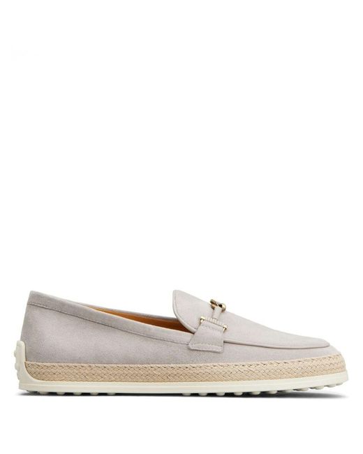 Tod's White Suede Leather Loafers