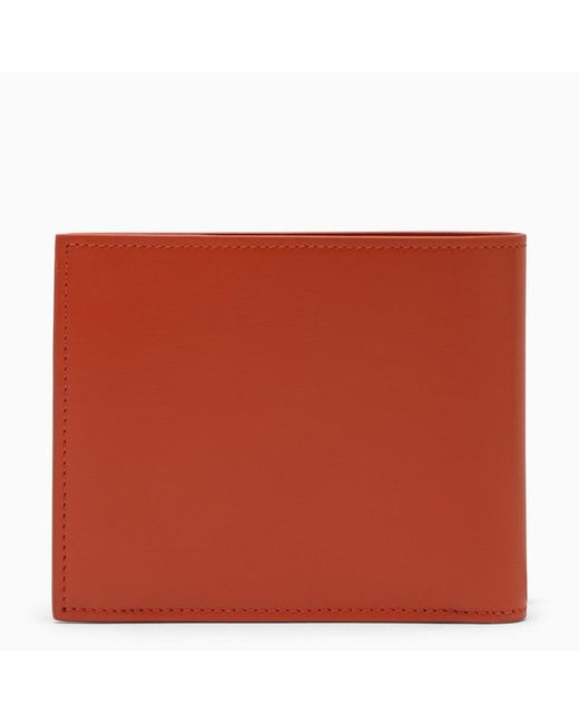 Ferragamo Terracotta Coloured Leather Bi Fold Wallet With Logo for men