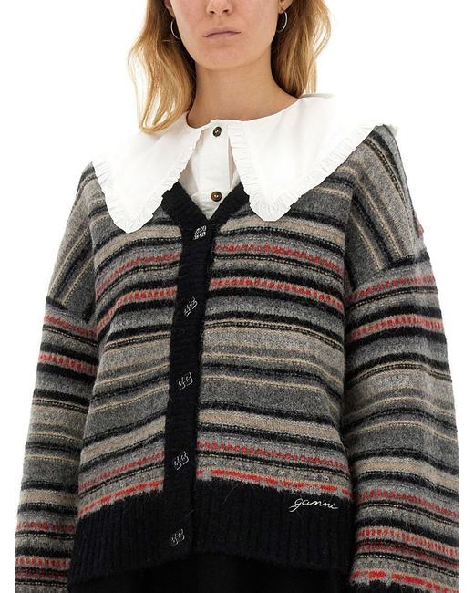 Ganni Black Boxy Fit Cardigan
