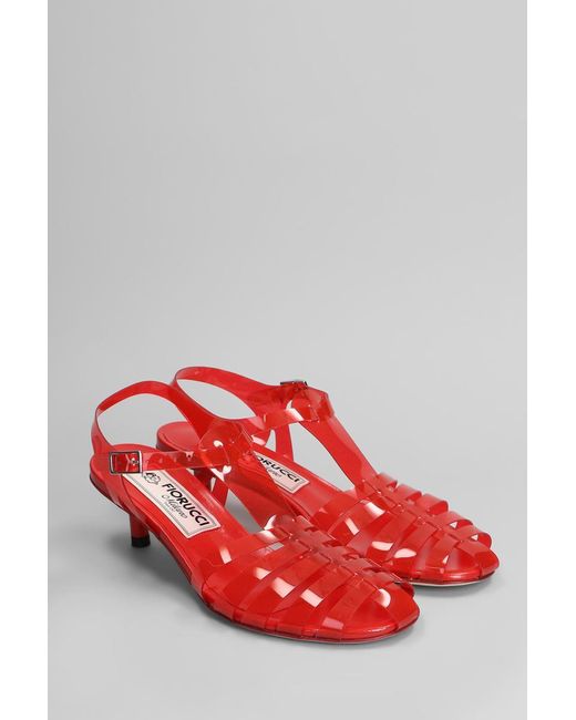 Fiorucci Red Jelly Kitten Heels Sandals