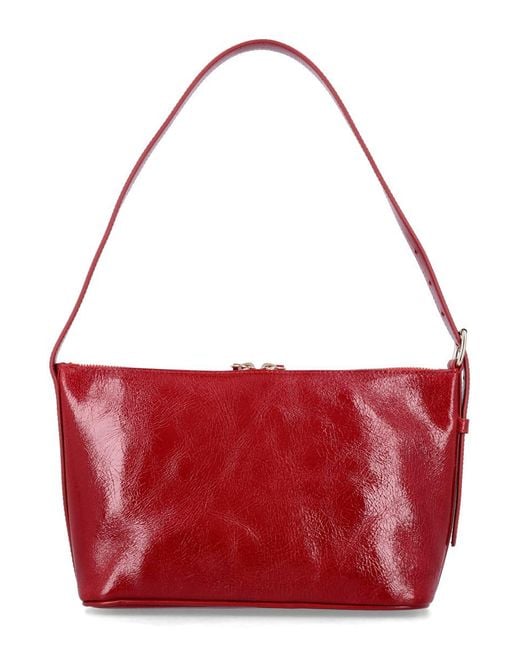 A.P.C. Red Vera Crinkle Leather Shoulder Bag
