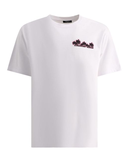 Balmain White "Club Signature" T-Shirt for men