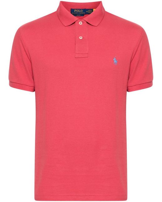 Polo Ralph Lauren Pink Short-Sleeved Cotton Polo Shirt With Embroidered Logo for men