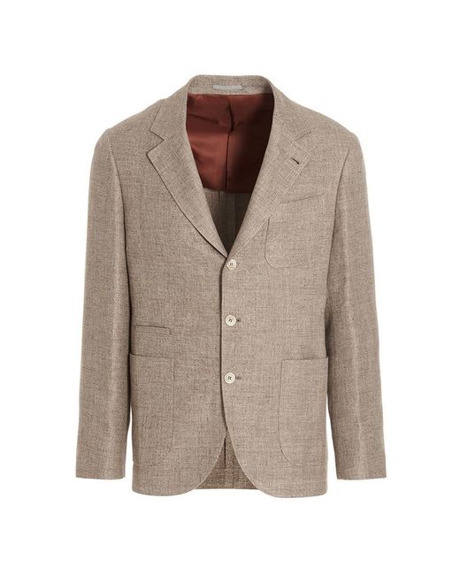 Brunello Cucinelli Brown Single Breast Blazer Jacket for men