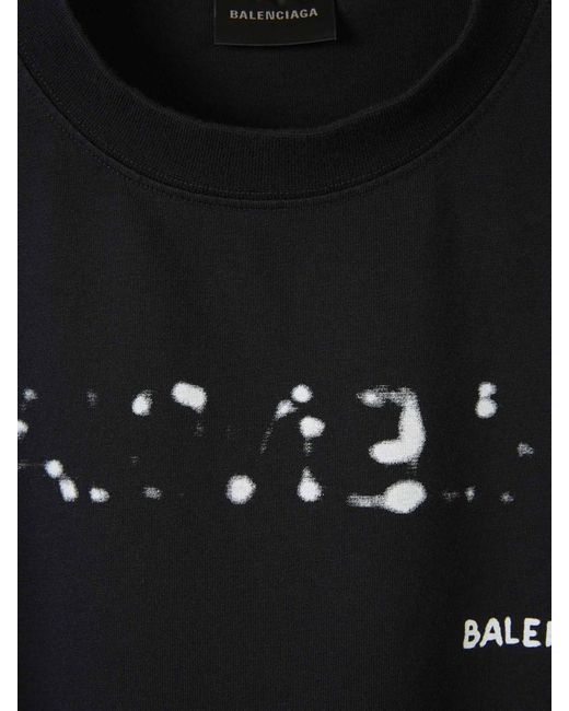 Balenciaga Black Printed Cotton T-Shirt