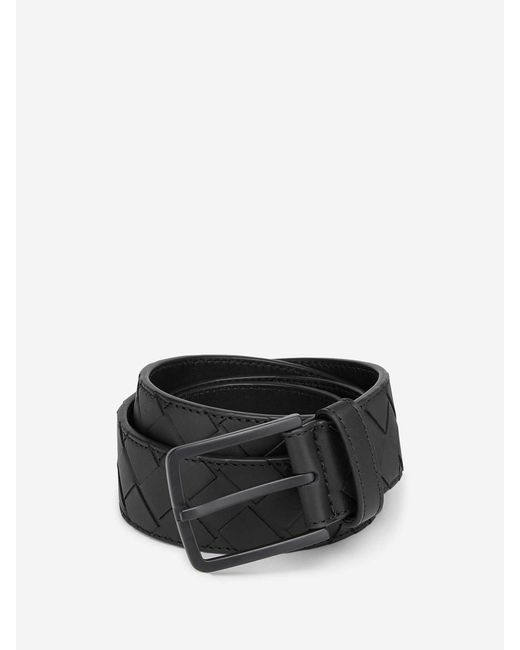 Bottega Veneta Black Intrecciato Leather Belt for men