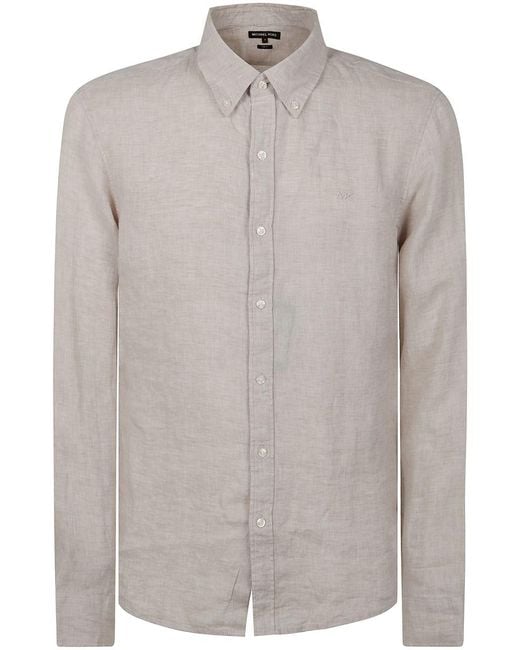 Michael Kors Men's Gray Long Sleeves Linen Shirt