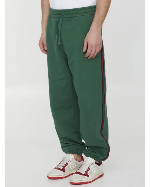 Gucci Green Cotton Jersey Track Pants for men