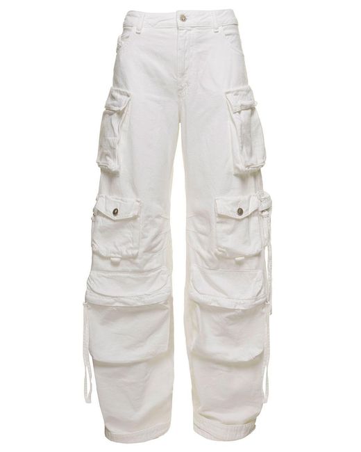 The Attico White 'fern' Multi-pockets Cargo Pants In Denim Woman