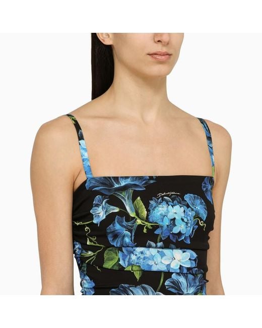 Dolce & Gabbana Blue Dolce&Gabbana Bellflower Print Dress