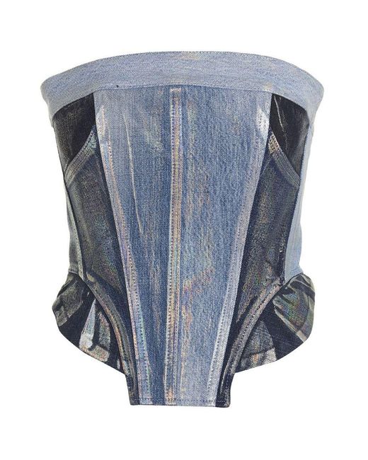 1/OFF Blue Top 'corset Jeans Coated'