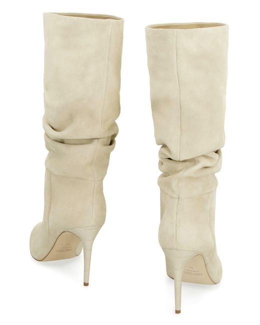 Paris Texas Natural Slouchy Suede Knee High Boots