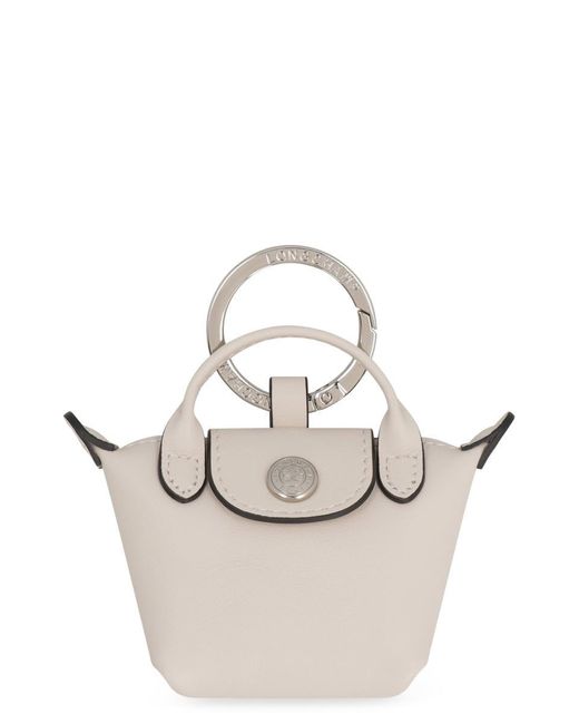 Longchamp White Le Pliage Xtra Key Ring