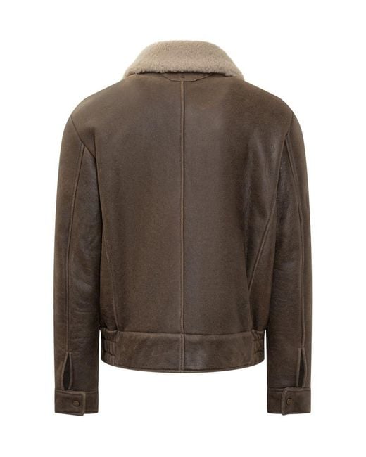 Salvatore Santoro Brown Shearling Jacket With Collar for men