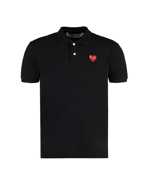 COMME DES GARÇONS PLAY Black Cotton-Piqué Polo Shirt for men