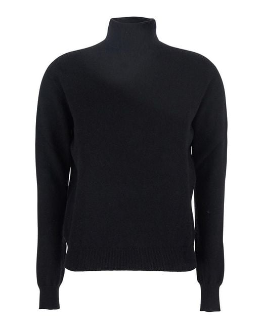 SOLOCASCMIR Blue Turtleneck Sweater With Ribbed Trims