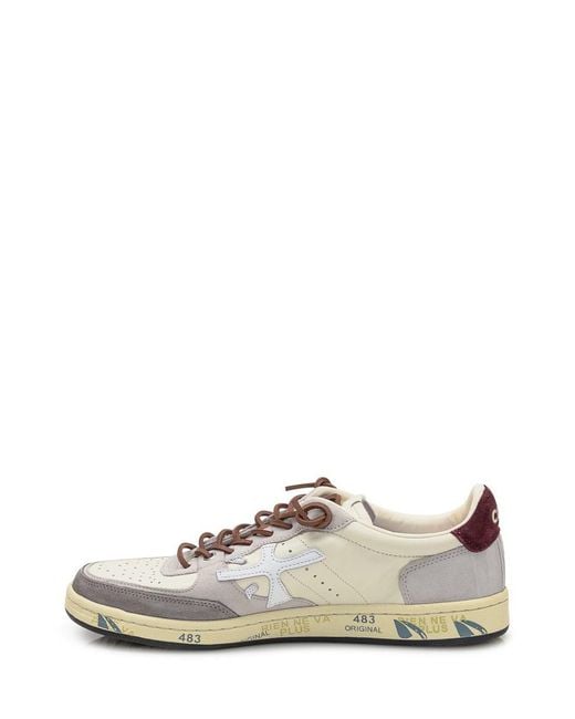 Premiata White And Leather And Suede Sneakers for men